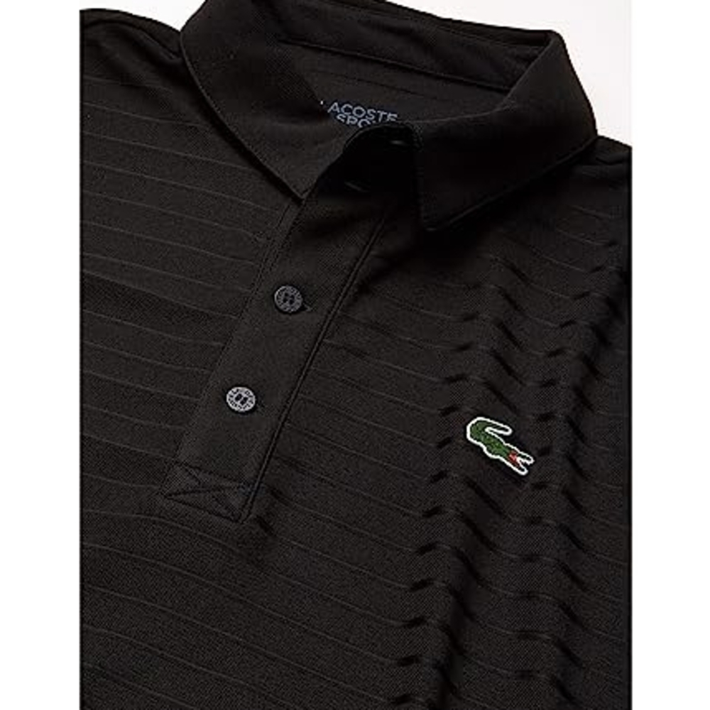 Lacoste Men's Black Jacquard Polo Shirt Small